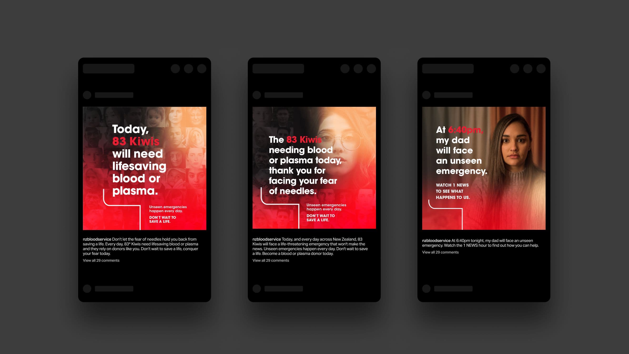 A graphic displaying advertisements produced for social media by the media agency.